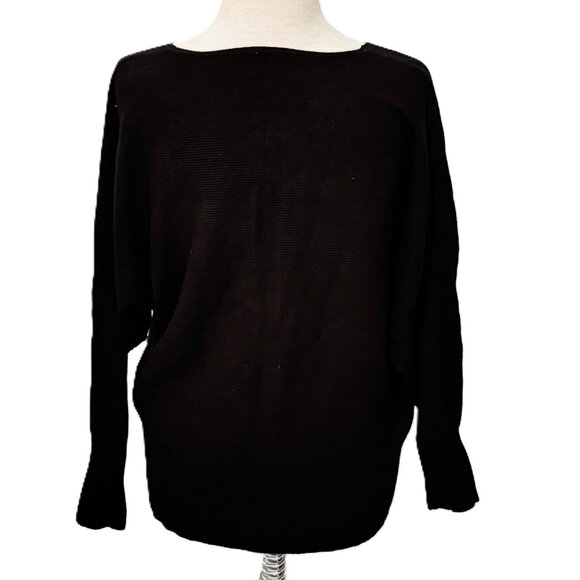 Sioni Athleisure Sweater Womens Large Black Bloomingdales Dolman Sleeve Wool Bln - Picture 6 of 9